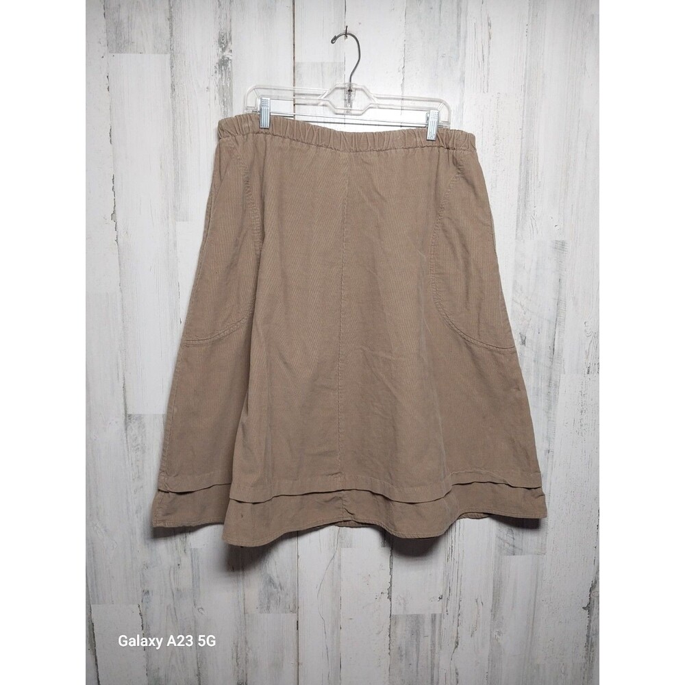 FLAX Jeanne Engelhart Women's Large Green Corduroy Midi Skirt